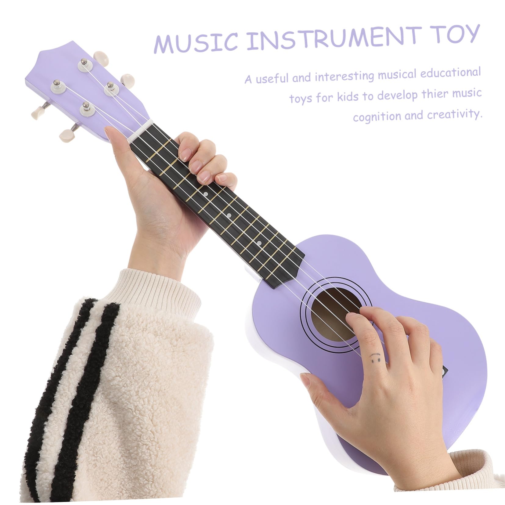Alasum Ukelele 21 Pulgadas de Madera, Juguete Musical Infantil Guitarra Simulada, Superficie Pulida y Bordes sin Rebabas, Obsequio