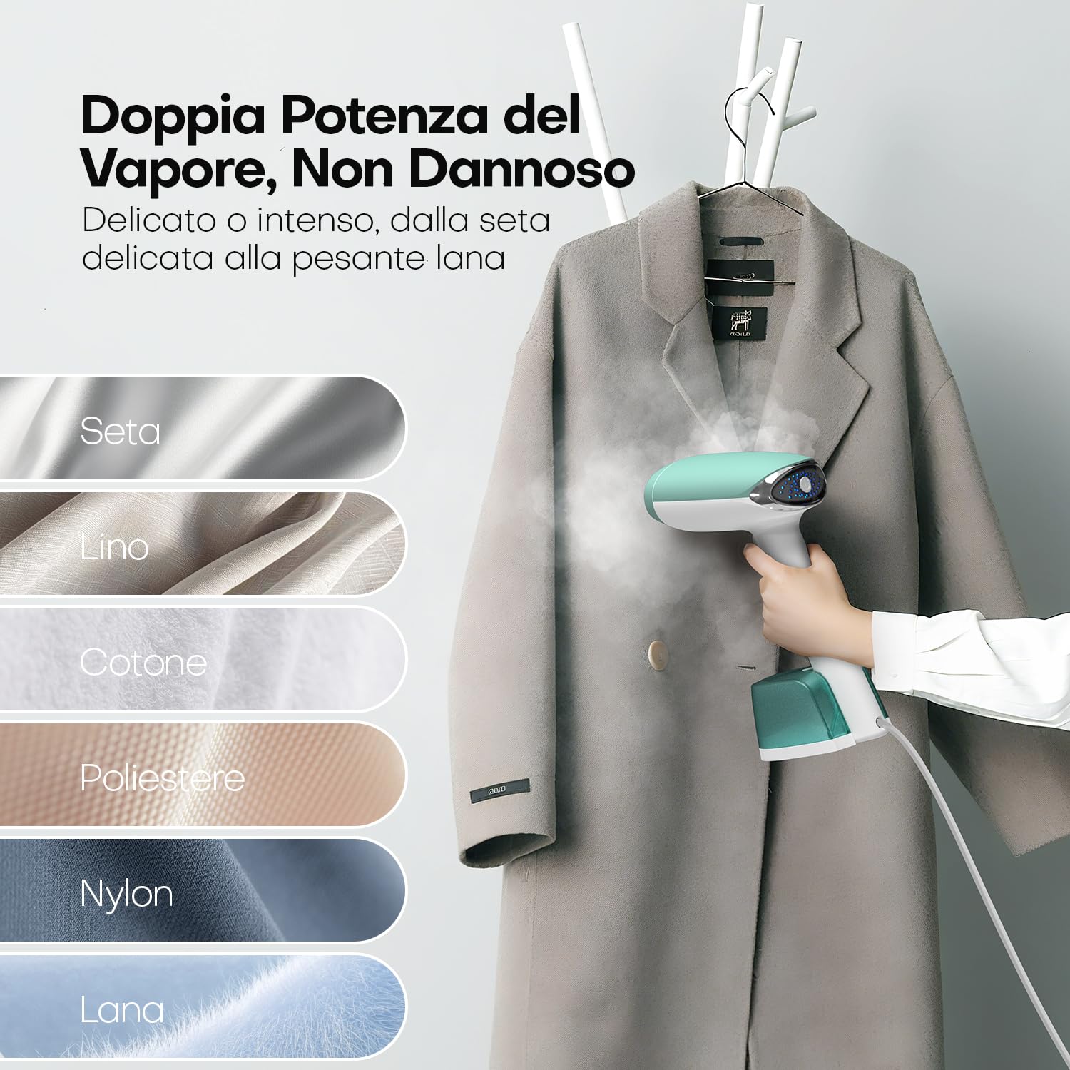 AROEVE Ferro da Stiro Verticale 1500W, Stiratore Verticale con Serbatoio 365ml, 2 Modalità Vapore, Vapore Continuo 30 g/min, Portatile per Casa