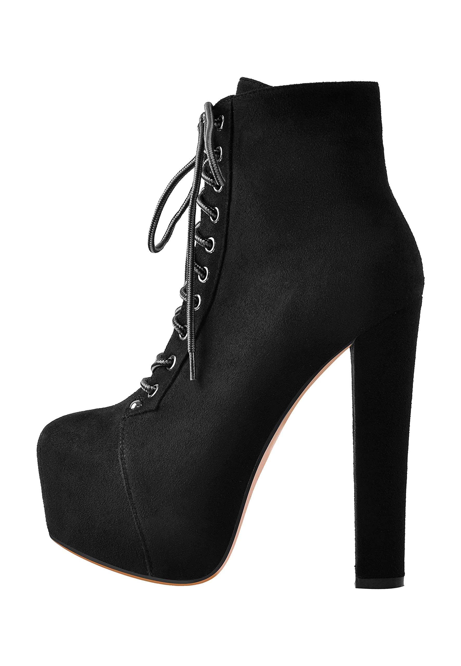 Only maker Damen Stiefeletten Blockabsatz Schnürer Plateau Boots Combat Schnürstiefeletten