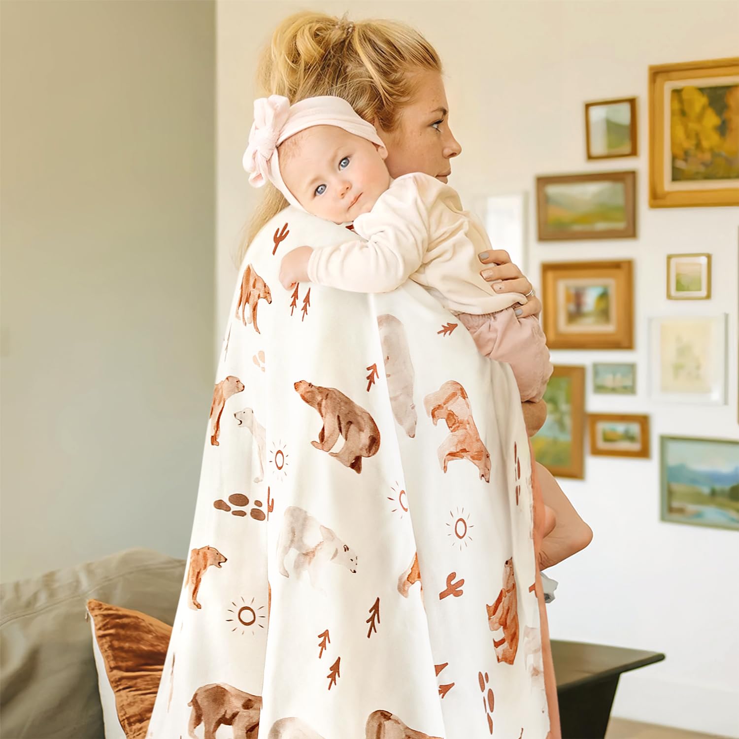 GRSSDER Baumwoll-Musselin-Steppdecke, seidig weich und atmungsaktiv, Kinder-Überwurfdecke, übergroße Musselin-Decken für Neugeborene, Kleinkinder und Kinder, 6 Schichten, wendbares Design für alle