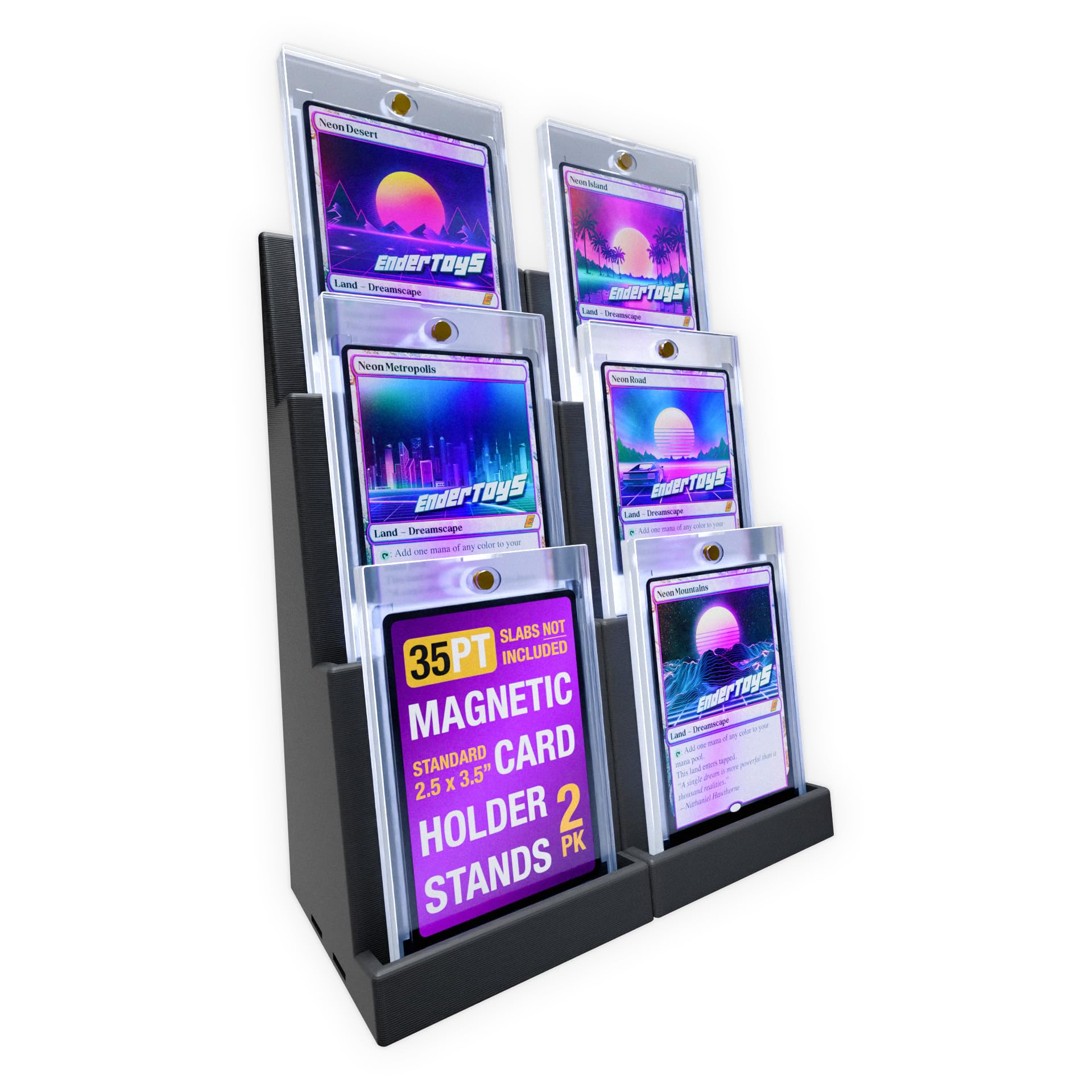 EnderToys Magnetic Holder Card Display Stand (2 Pack) (Black)