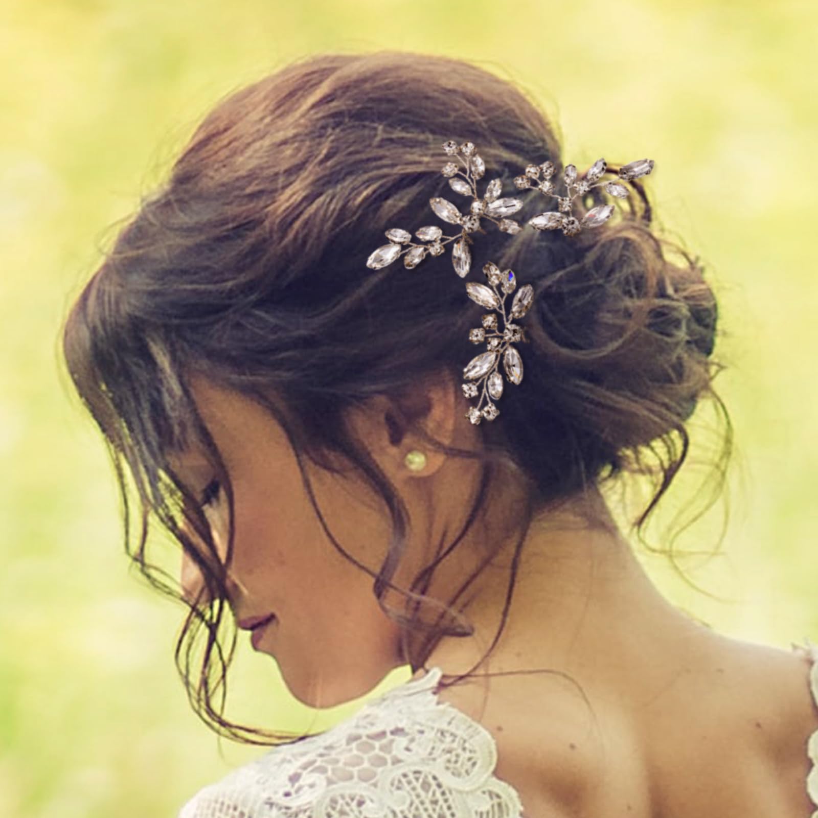 Bridal Hair Barrette Clip Floral Rhinestone Cottage Wedding 6 Pc lot Goledwedy Crystal Flower Bridal Hair Clips - 2 Pack  main image 3