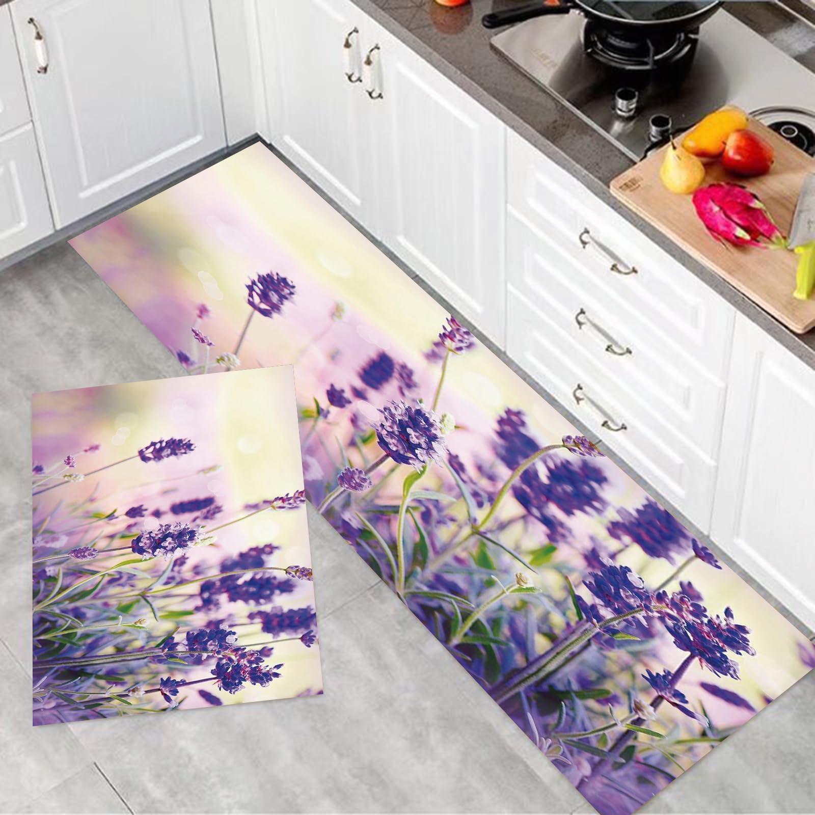Tappeto Da Cucina Riciclato Eco - Motivo Lavanda, Antiscivolo, Lavabile, Made In Italy (50x300 Cm) - Foto 9