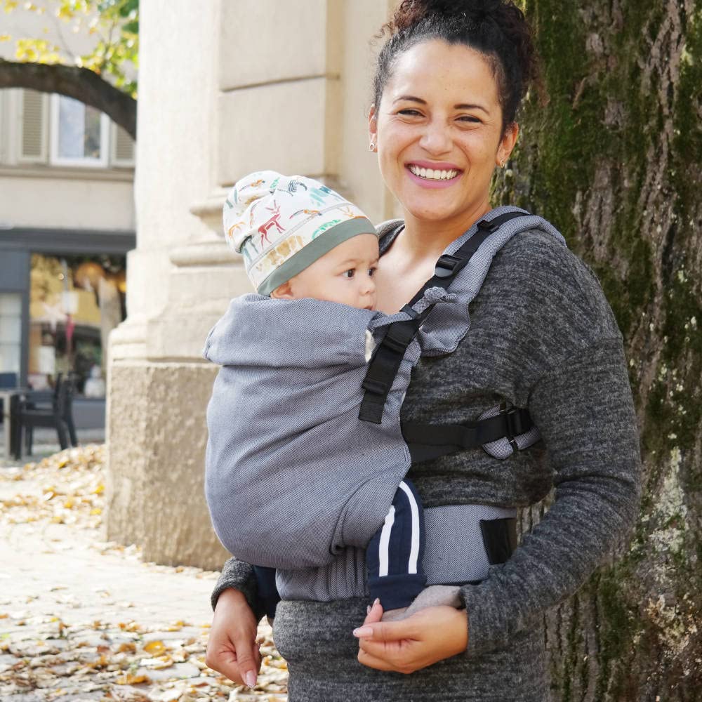 Didymos DidyFix Babytrage - Fullbuckle Tragehilfe in Graphit - für Neugeborene ab Geburt von 50-86 cm - ergonomische Sitzhaltung - Bauchtrage - Hüfttrage - Rückentrage