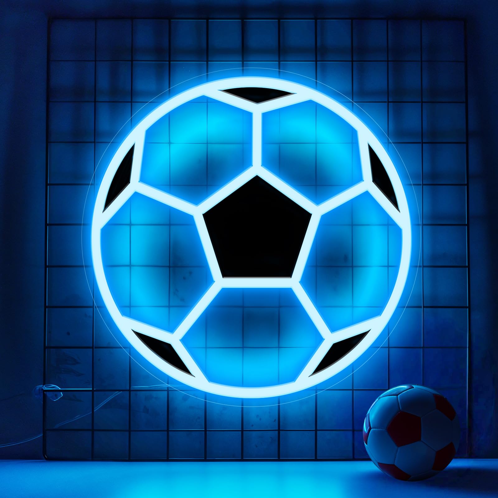 Soccer Neon Sign, Dimmable LED Football Neon Light for Wall Decor, Powered by USB Neon Sign Sports Light Up Sign for Teenager Girls Room Bedroom Kids Holiday Decor