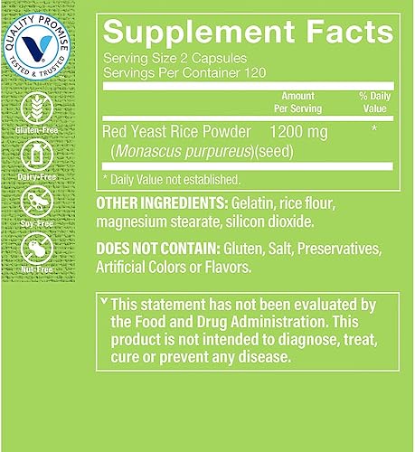 Miniatura 2 de The Vitamin Shoppe Arroz de levadura roja - 1200 mg 240 cápsulas