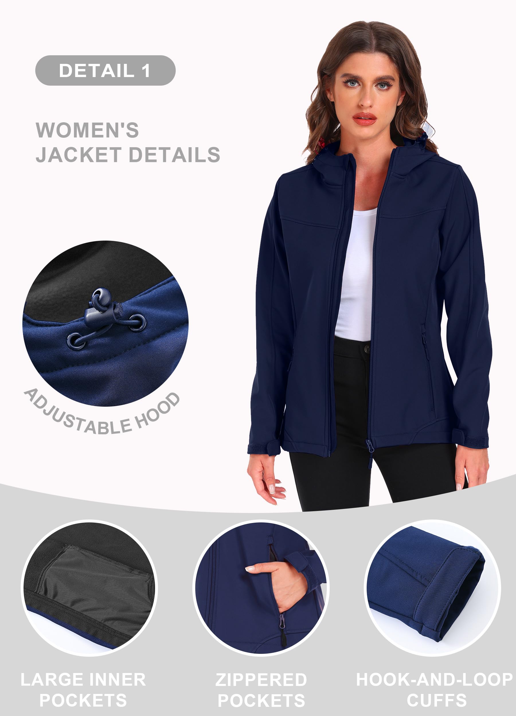 Giacca softshell da donna, impermeabile, traspirante, antivento, foderata, con cappuccio, per attività all'aperto, escursionismo, S-3XL