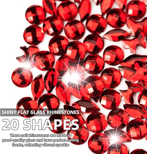 Miniatura 2 de Diamantes de imitación para decoración de uñas, 1000 diamantes de forma especial, mezcla de 20 estilos de diamantes de imitación con parte trasera