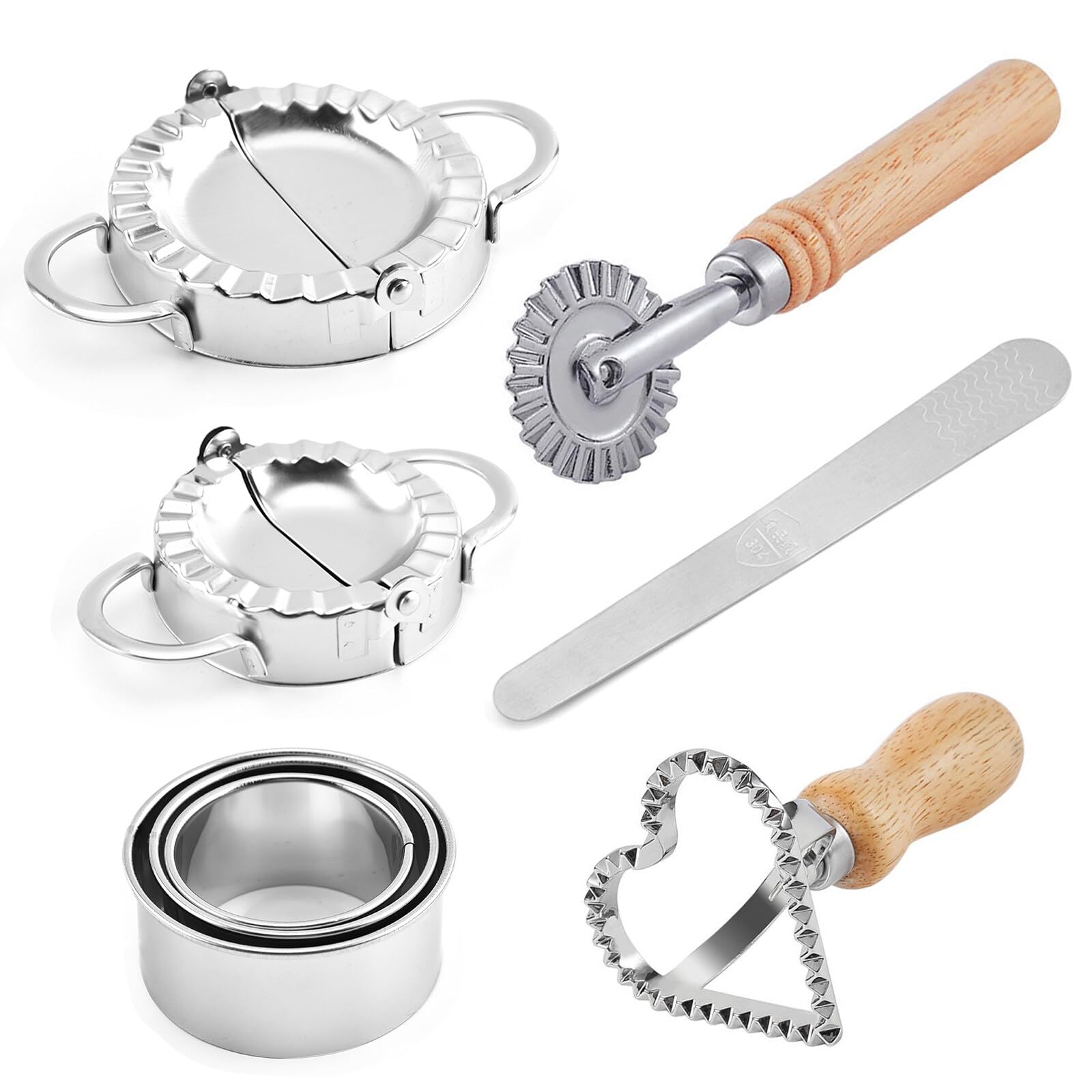 Set 8 Stampi Per Ravioli Cinesi | Con Rotella Tagliapasta | Per Wonton, Gnocchi, Biscotti - Foto 4