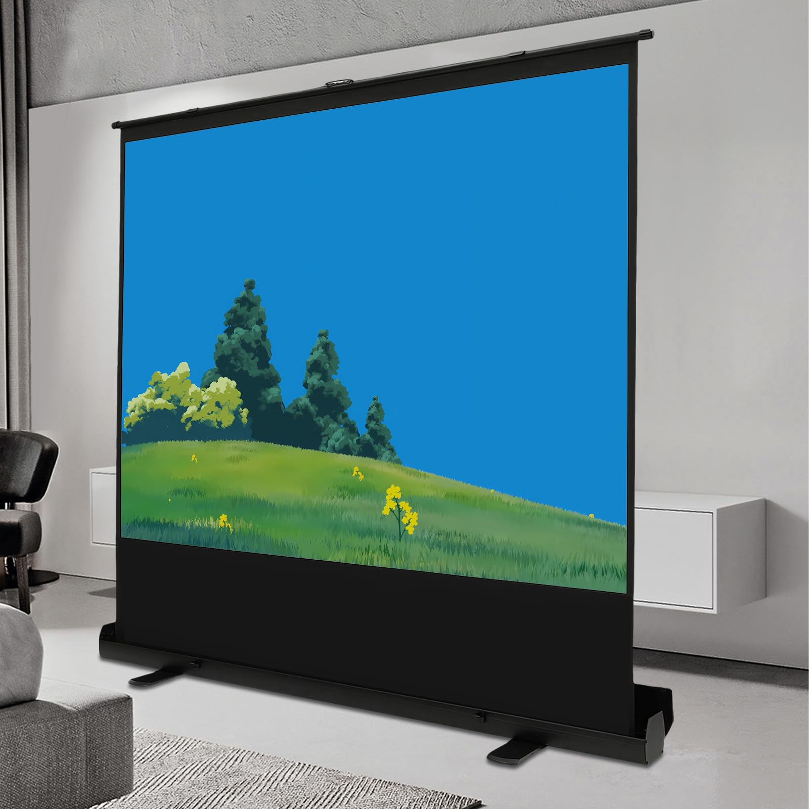 Pantalla de proyector con trípode, pantalla de proyector, pantalla móvil para proyector, 80 pulgadas 4:3, pantalla de proyector de suelo para cine en casa, películas interiores y exteriores, no