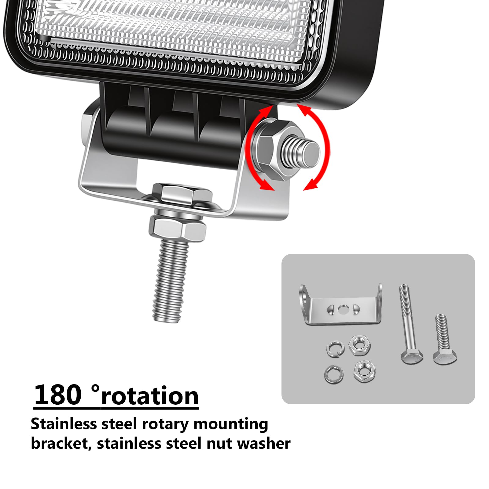 RIGIDON 10 Pcs Faro de trabajo rectangular, 4 pulgadas 126W, Spot Flood Combo lámpara trabajo led para off road camión coche ATV SUV 4x4 Tractor, Faros trabajo led 12v 24v Spotlights faros antiniebla
