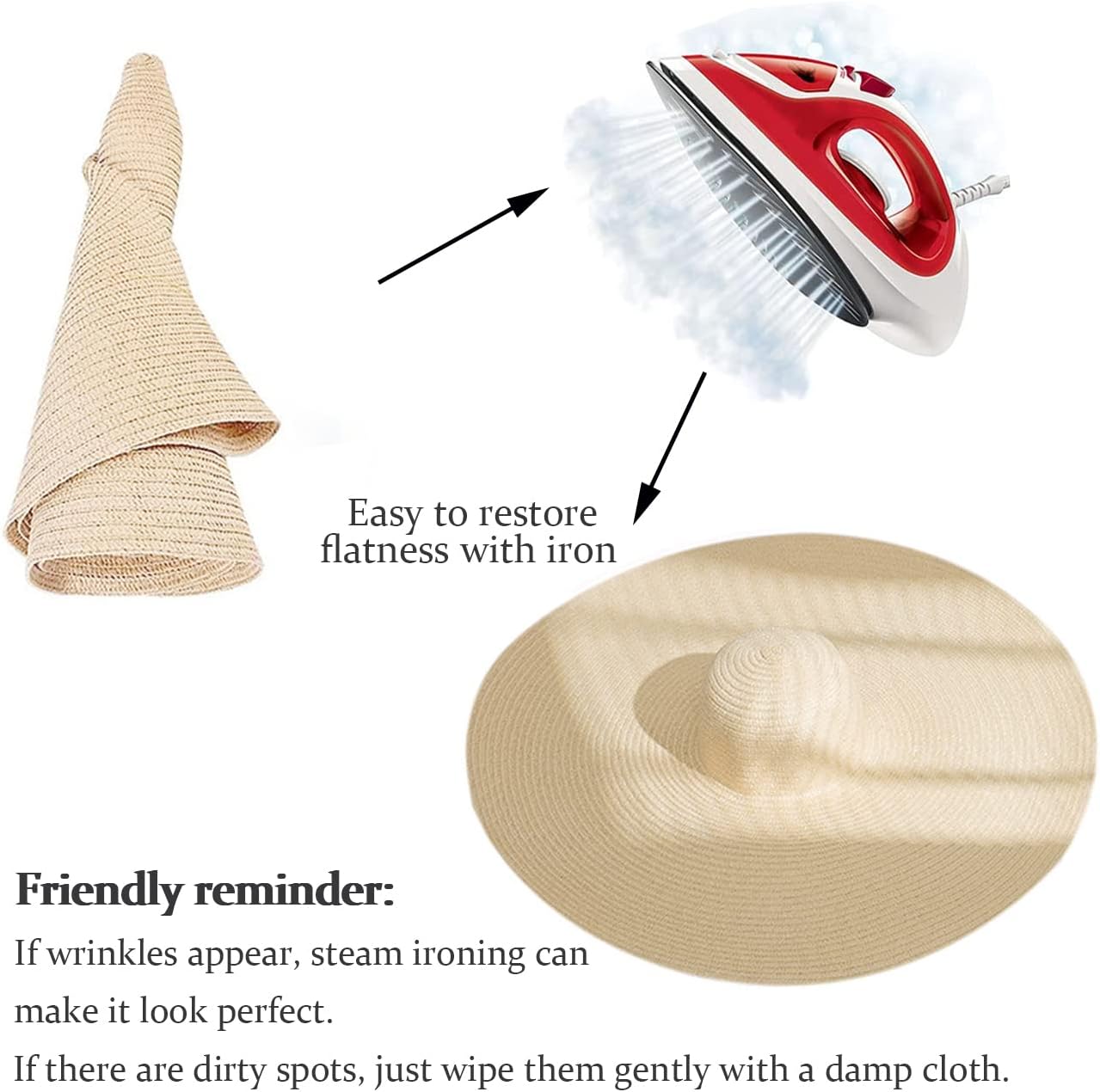 Oversized Beach Straw Hat for Women, Fashion Large Wide Brim Visor Hats Handmade Roll Up Floppy Sun Hat for Summer Beach Cap - Image 4