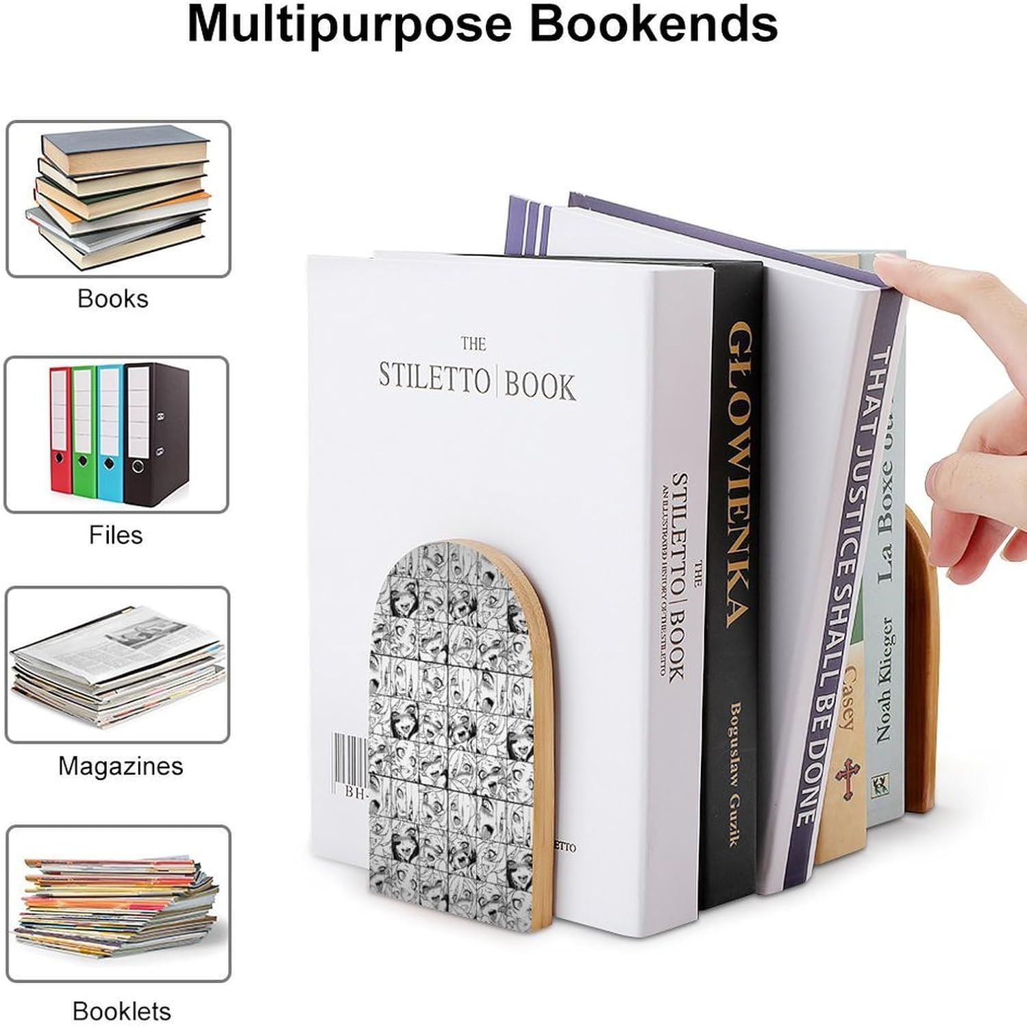 Funny Ahegao Bookends Set of 2, Heavy Duty Sturdy Non-Slip Book Stoppers for Shelves, Compact L-Shaped Book Supports for Home Office Library, Ideal Desk Organizers Tools image 3