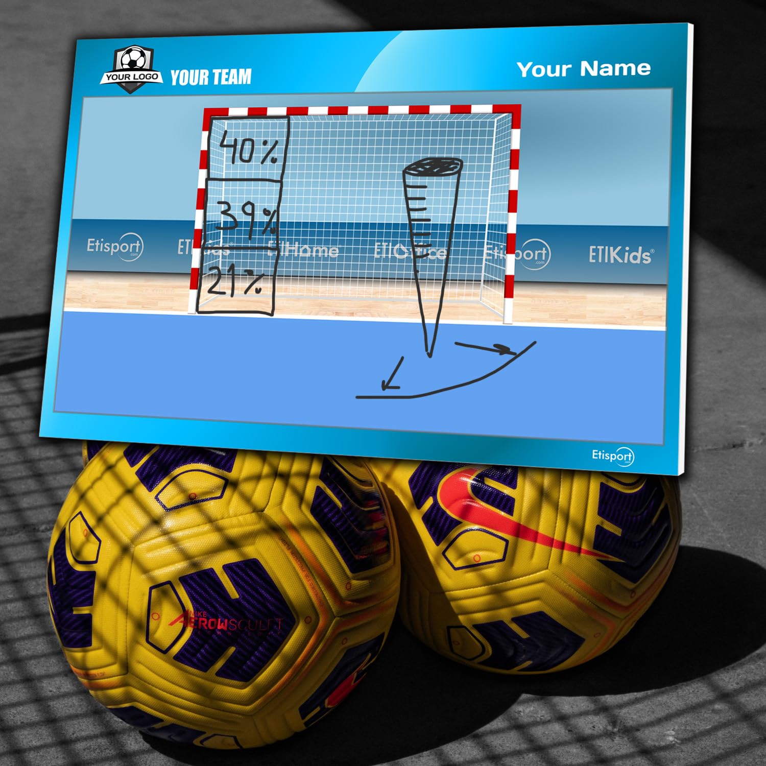ETISPORT Tableau Tactique Gardien De But Futsal Double Face - Personnalisable Avec Blason Et Logo