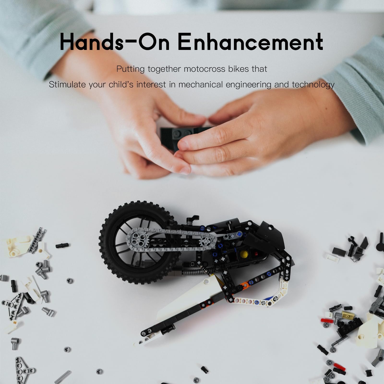 CASAFUNY Technic Moto Juguete de Construcción (434 Piezas) Compatible con Lego Technic Moto de Juguete para Construir Maqueta Motocicleta Vehículos de Juguete para Niños y Niñas de 6 Años en Adelante