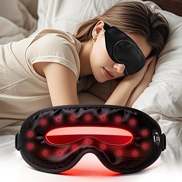 Red Light Therapy for Eyes, Zero Eye Pressure Eye Mask 660nm & 850nm, Rechargeable Under-Eye Device, Silk-Soft & Breathable, Light Blocking, Unisex for Side Sleepers, Reduces Dark Circles & Puffiness
