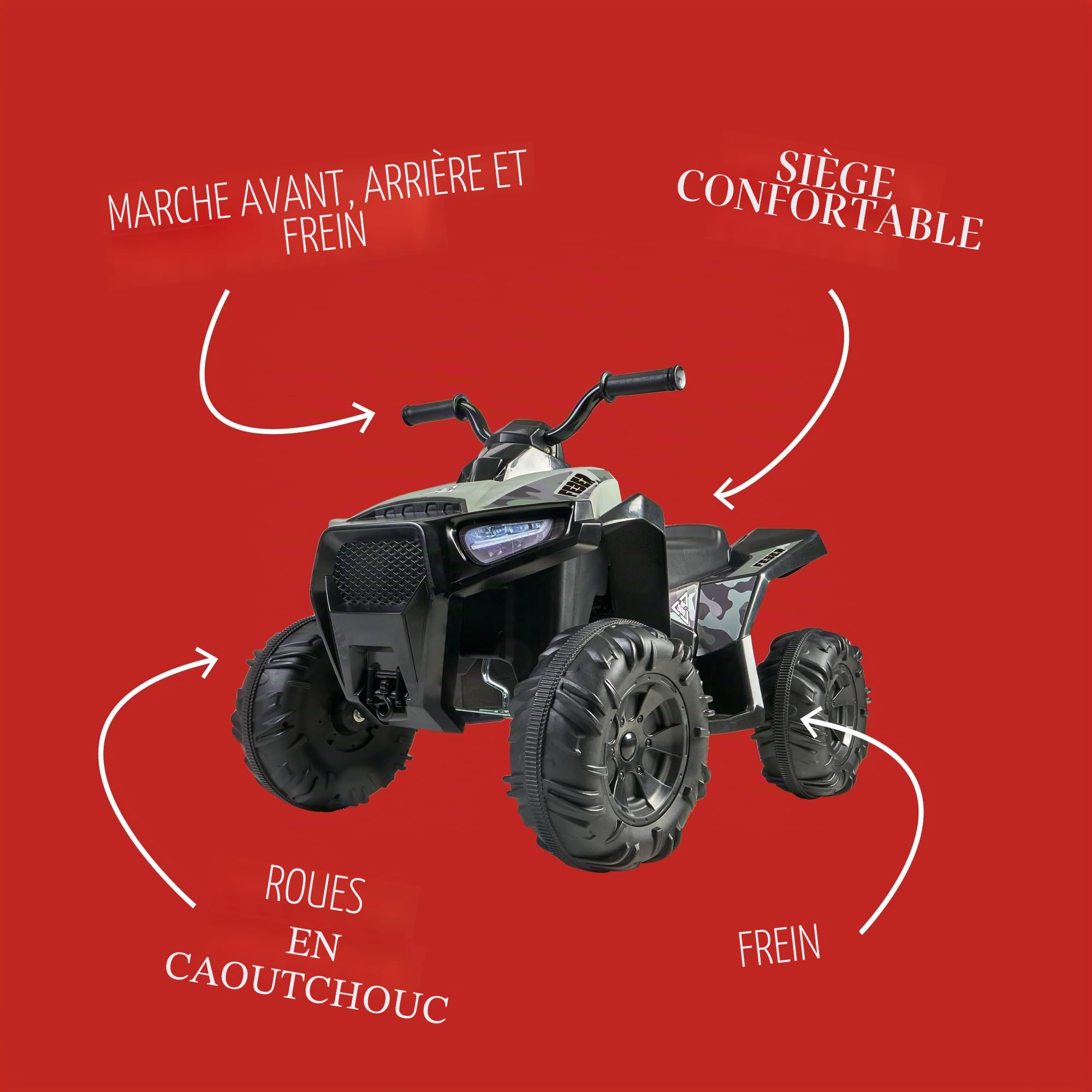 FEBER - Quad Boxer 12V, véhicule électrique à Batterie 12V, avec Marche Avant, Marche arrière et Frein, jusqu'à 5 km/h, Chargeur Inclus, 45 Min de Jeu, +3 à 5 Ans, Famosa (FEN45000)