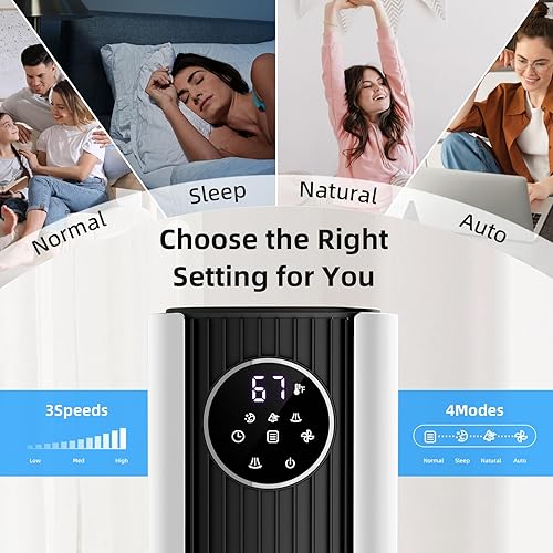 Miniatura 3 de Antarctic Star Ventilador de torre de 35 pulgadas, portátil, eléctrico, oscilante, ventilador oscilante de 85, enfriamiento silencioso, control
