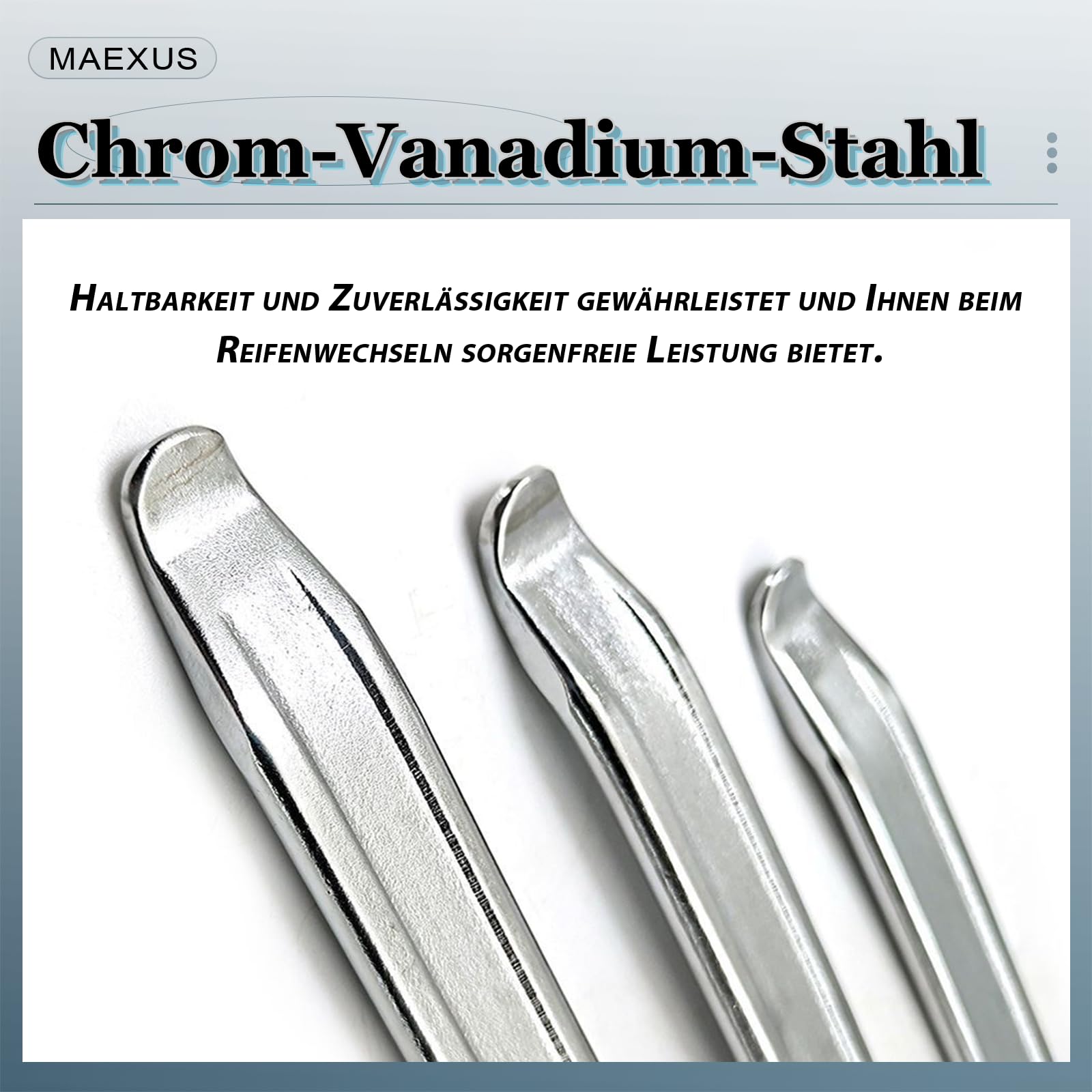 MAEXUS Dźwignia montażowa opon, 3-częściowa dźwignia do montażu opon, stal chromowo-wanadowa, z 4 ochraniaczami felg, narzędzie do montażu opon do motocykla, roweru, samochodu, wymiany opon (12 cali