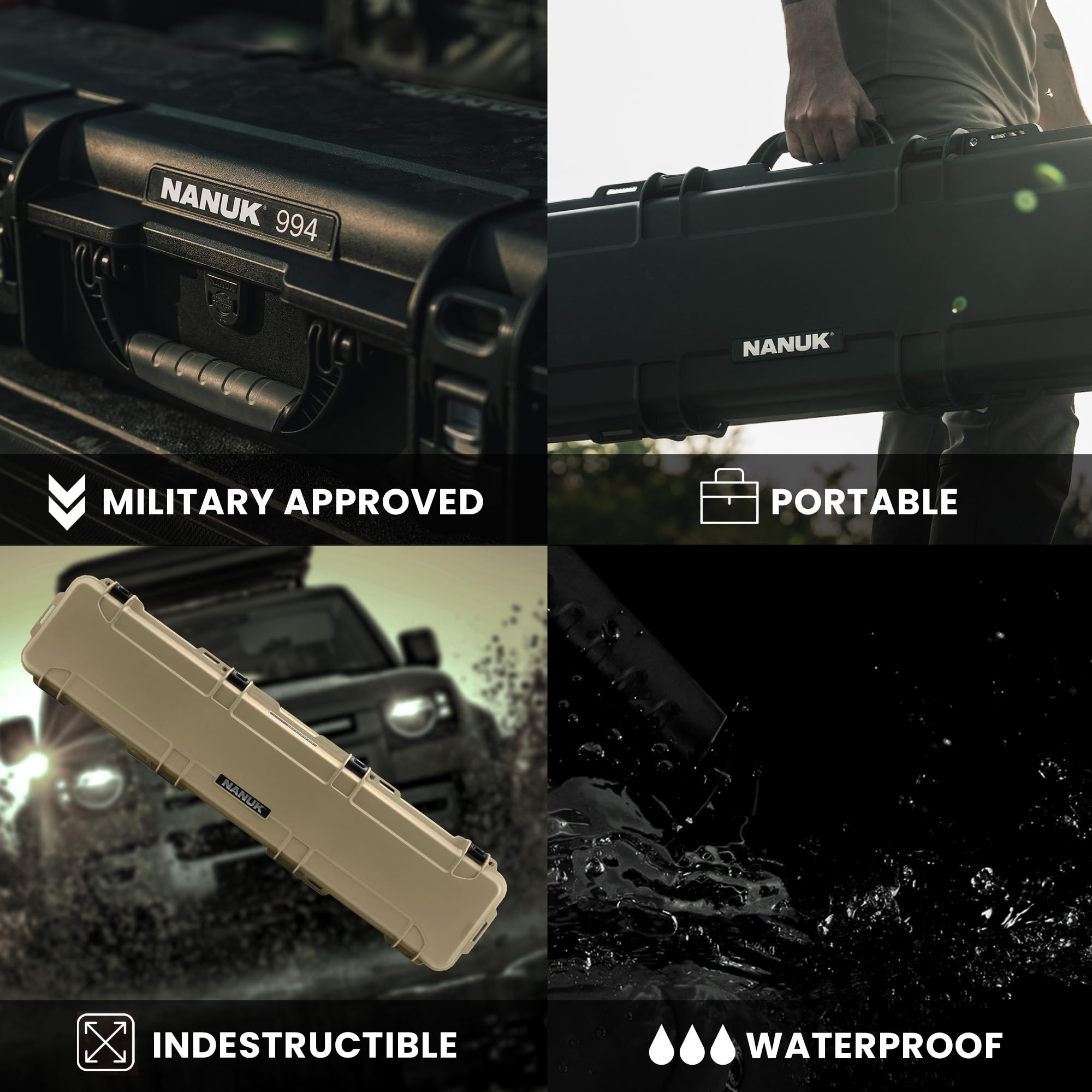 NANUK 994 Custodia con schiuma personalizzabile - 51.3 ″ Lunga, IP67 Impermeabile e indeformabile, Costruzione robusta e leggera per la massima protezione, Prodotto in Canada