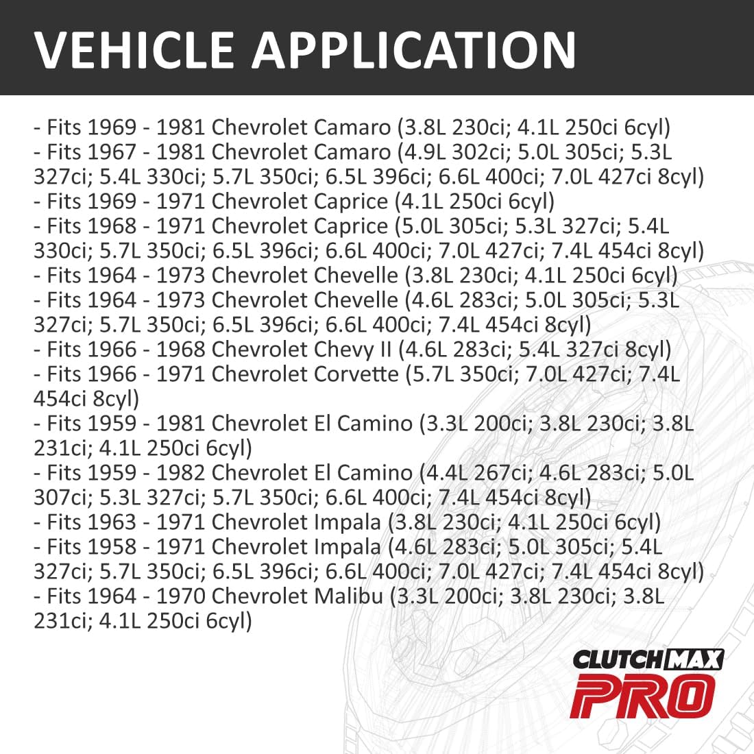 ClutchMaxPRO Heavy Duty OEM 10.4" Clutch Kit Compatible with 1963-1982 Buick Century GS Regal Chevy Camaro Caprice Corvette Malibu GMC Caballero Sprint (CP04021HD-CK)