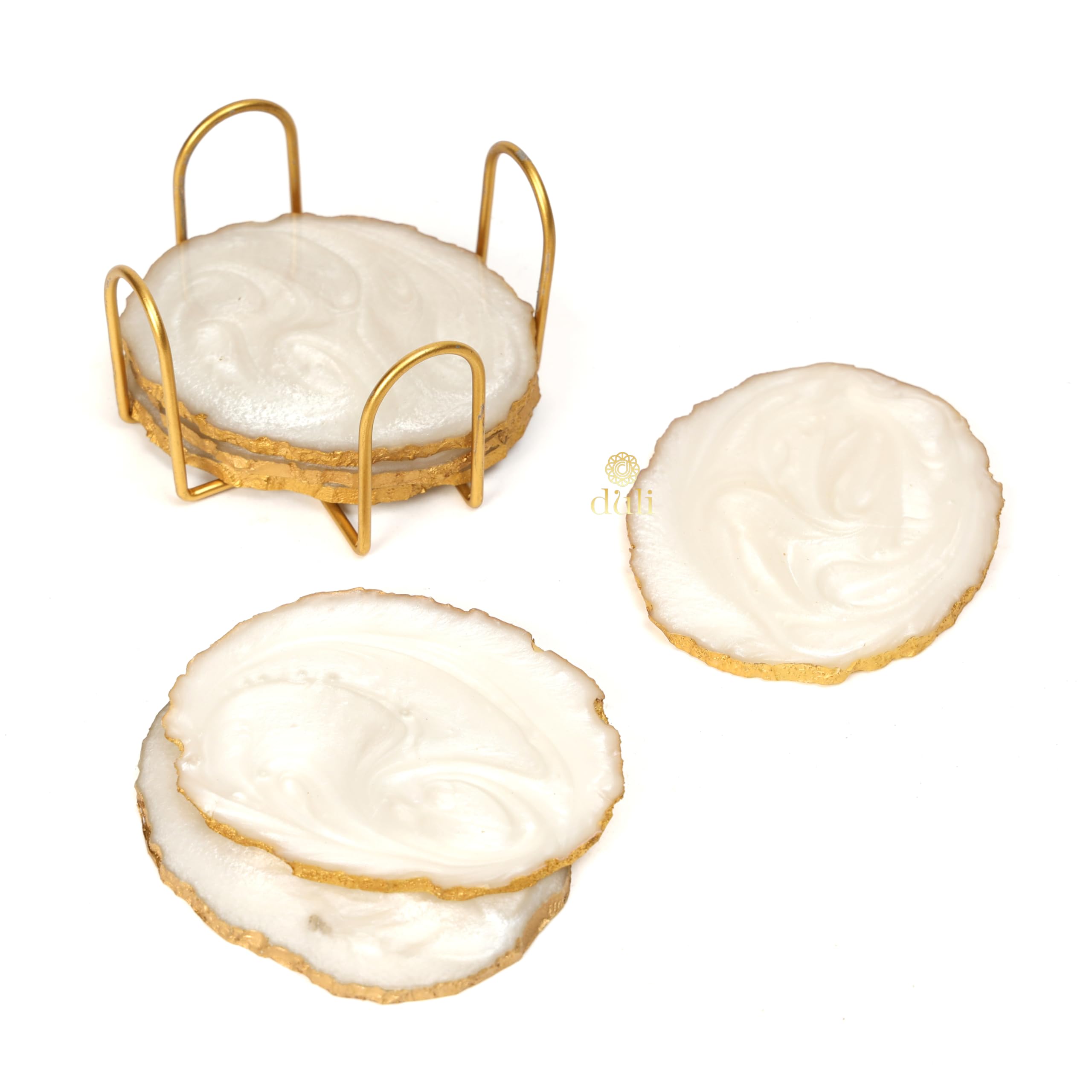 DULI Resin Coasters - Set of 6 with Holder -4