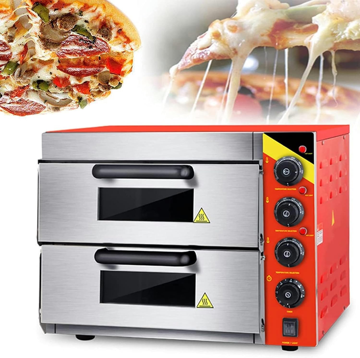 Electric Pizza Oven Countertop Commercial Large-Capacity Double-Layer Pizza Drawer Toaster Oven, Timer 120 Min, 0-350 °C Temperature Adjustment