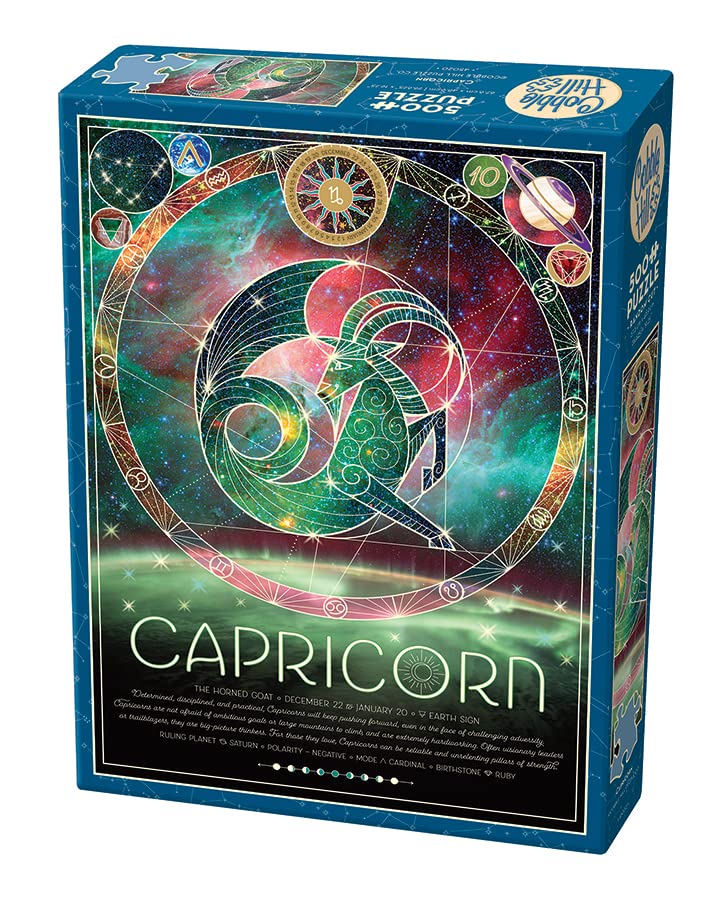 Puzzle Cobble Hill 500 Pezzi Zodiac: Bilancia. Prodotto In USA Con Materiali Riciclati, Cartone Di Lino Antiriflesso. Include Poster Con Stampa In Lino. Perfetto Per Appassionati Di Puzzle E Astrologia. - 4