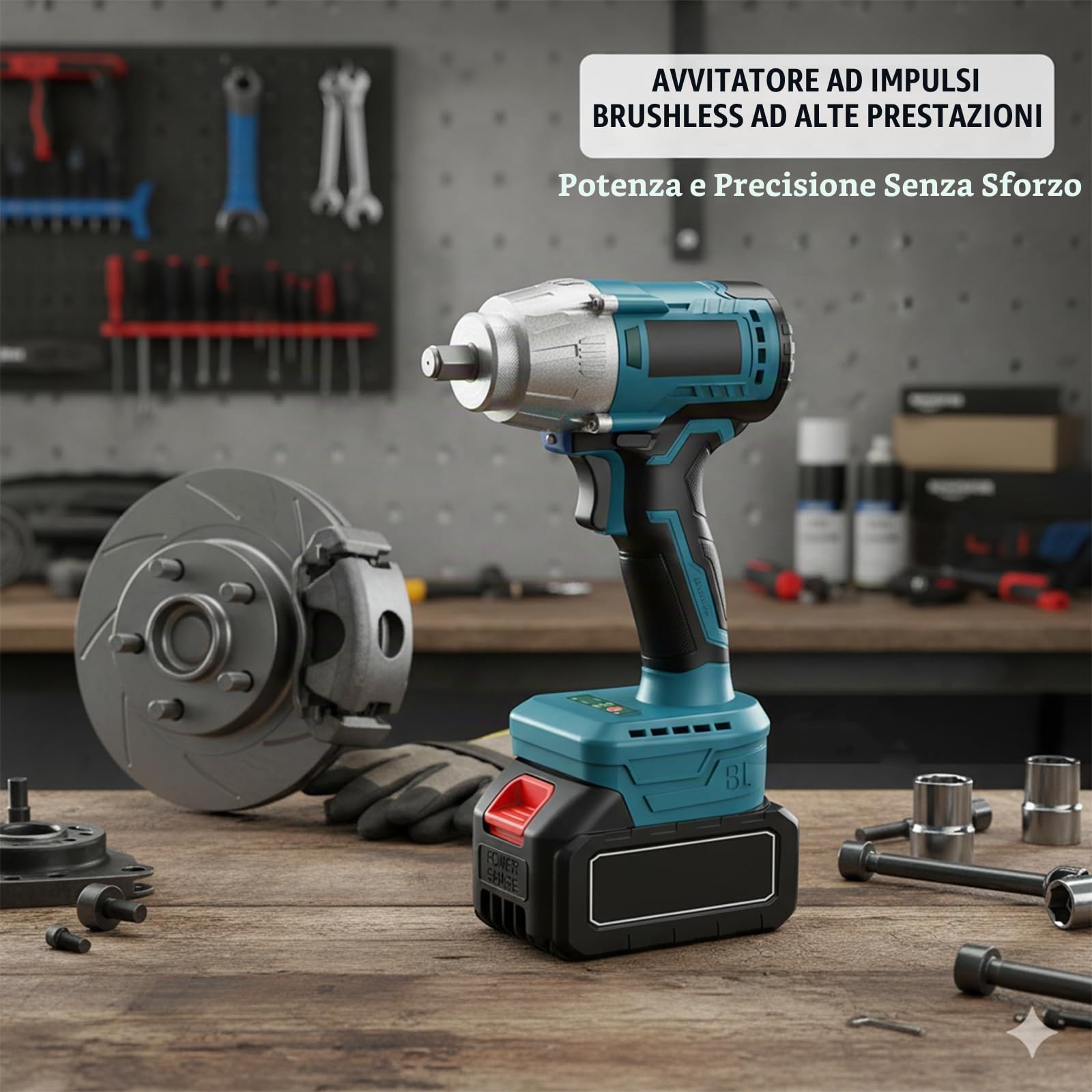 VOLTIX Avvitatore a Impulsi Cordless 21V, Motore Brushless, Avvitatore a Percussione a 2 Velocità, Elevata Coppia, con Luce LED, Batteria Ricaricabile, Ideale per Fai da Te, Costruzioni e Riparazione