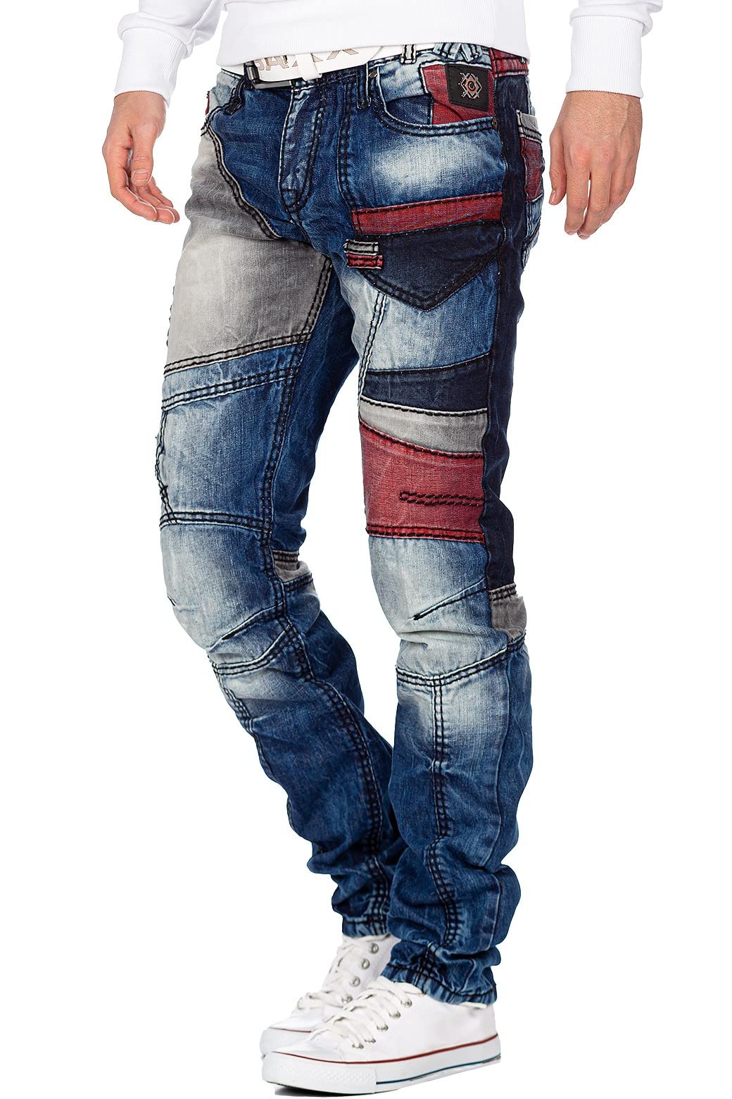 Cipo & Baxx Jeans da Uomo Regular Fit & Slim Fit – Denim alla Moda per Uomo con Effetto Used, Zip e Stile Biker | Jeans Blu e Neri per l’Uso Quotidiano e Il Tempo Libero