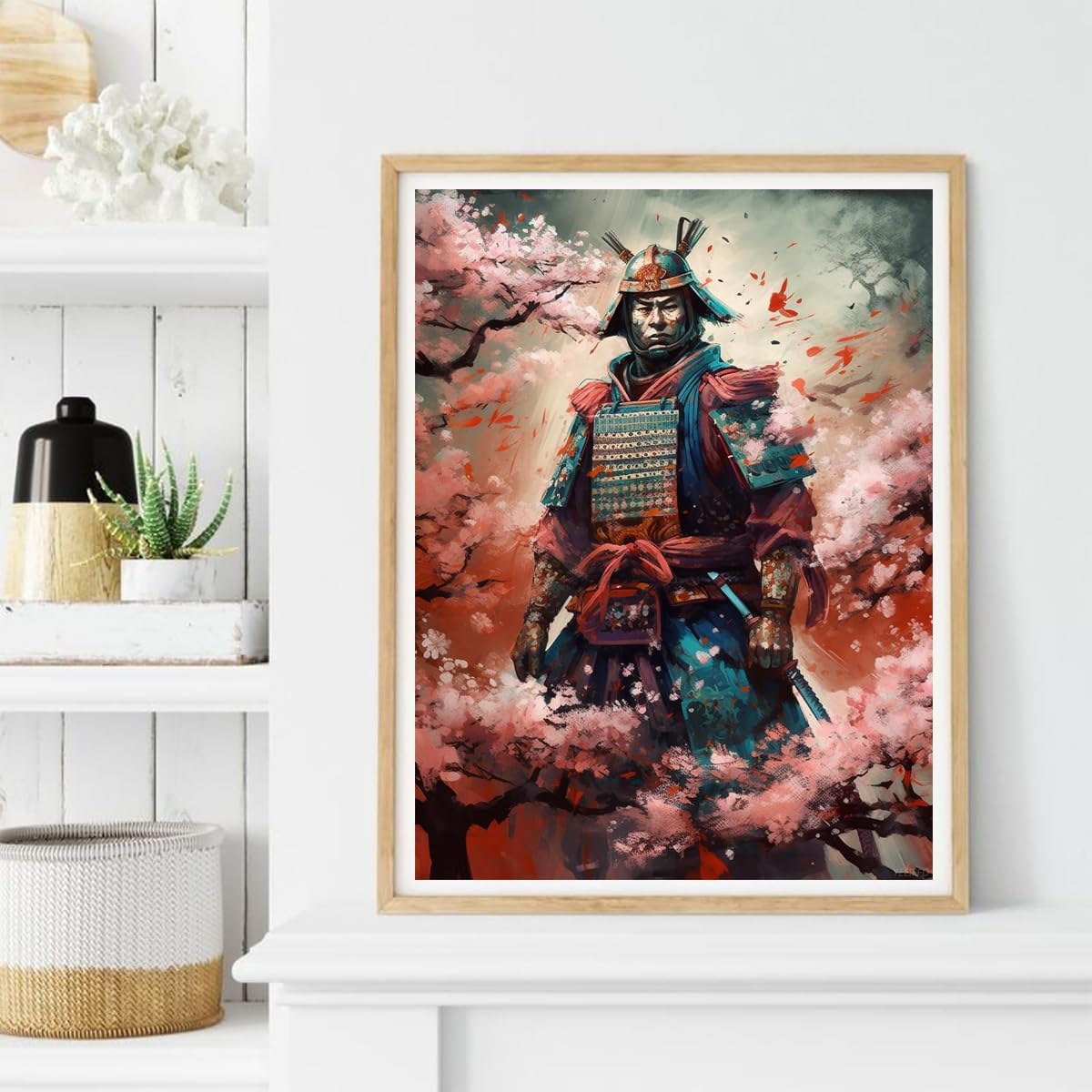 YEEIFFD Christmas Gift Japanese Samurai Blossom Vintage 5D Adult Diamond Art, DIY Diamond Art Painting Kit for Decor Canvas for New Year, Valentine's Day 12x16 in