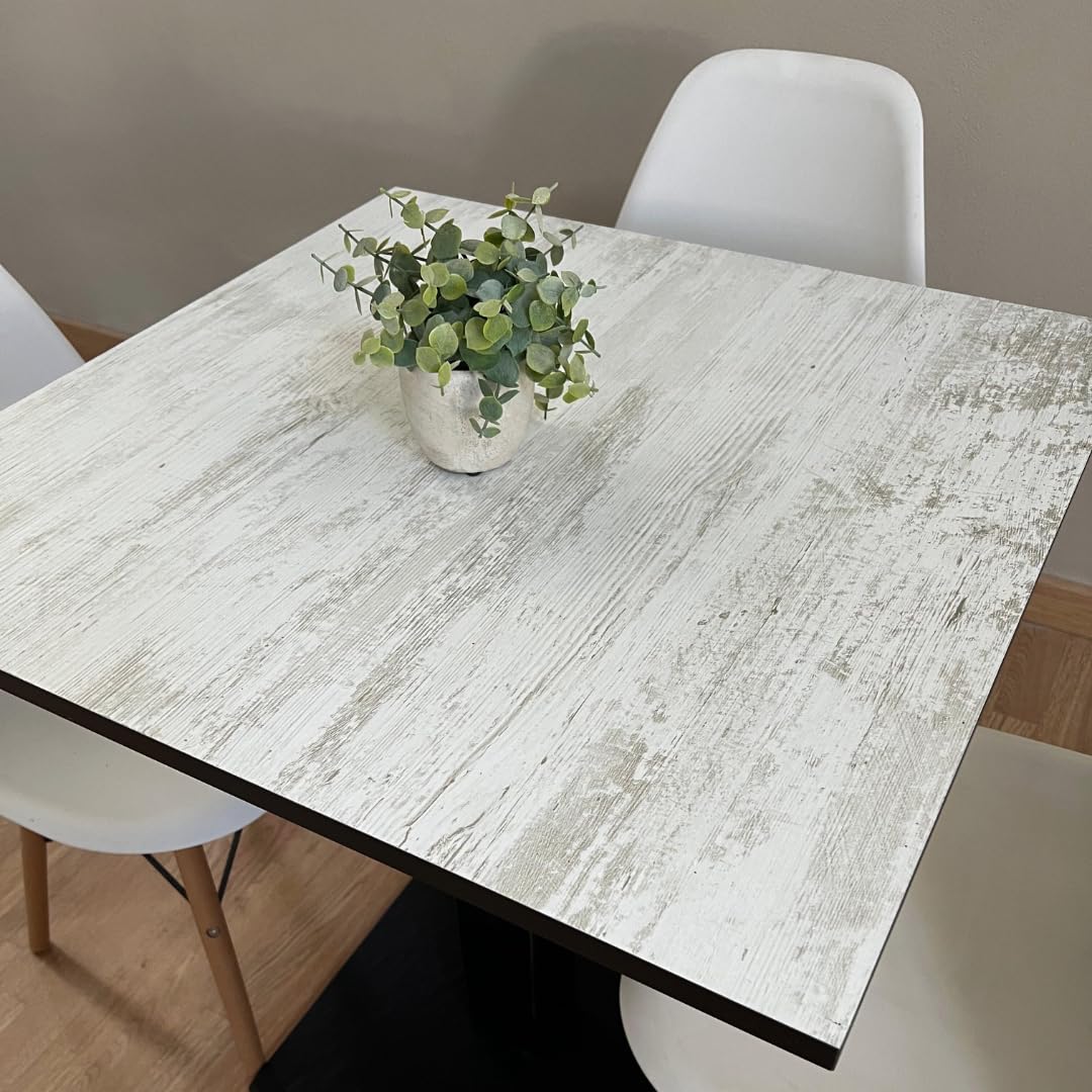 Mesa de bar | Bistro | Restaurante con patas centrales 60/70/80 cm, surtido de colores (blanco antiguo A428 - Negro, 60 x 60 cm)