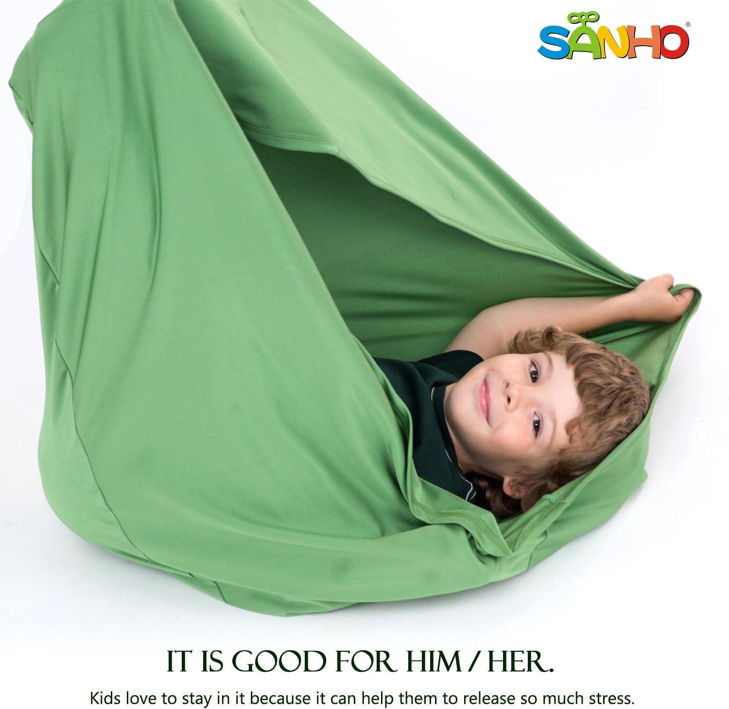 SANHO Dynamic Movement Sensory Sock, Body Sock, Toys for Autistic and Sensory Processing Disorders, Updated Version, Good for Height:35"- 59" Green