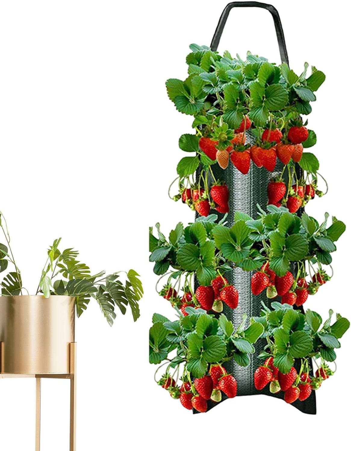 Haofy 4-teilige Umgedrehte Tomaten-/Erdbeer-Pflanztaschen – Hängende Übertöpfe Aus Filz Mit Griff