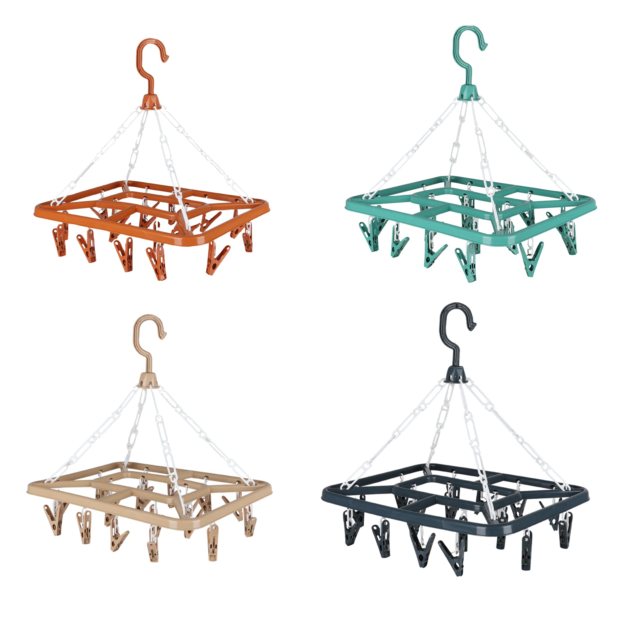 Albert Austin Any Random Colour Sock Drying Hanger For Clothesline Sock Dryer With Pegs Rotatable Hook 18 Pegs Lightweight Underwear Dryer Hanger For Hanging Clothes Socks Towels Light Garments (Any Random Colour)