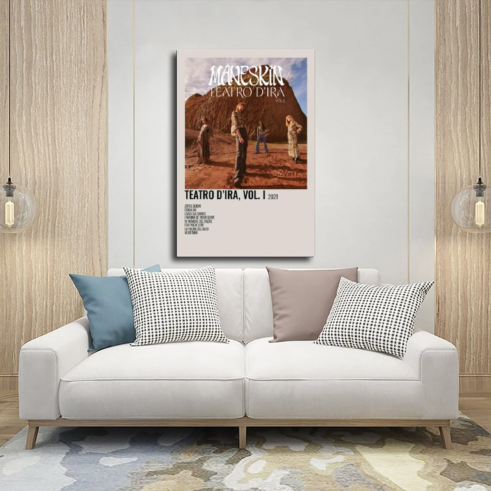 MEZUMI Måneskin Damiano David - Poster su tela, decorazione artistica da parete per soggiorno e camera da letto, senza cornice, 40 x 60 cm