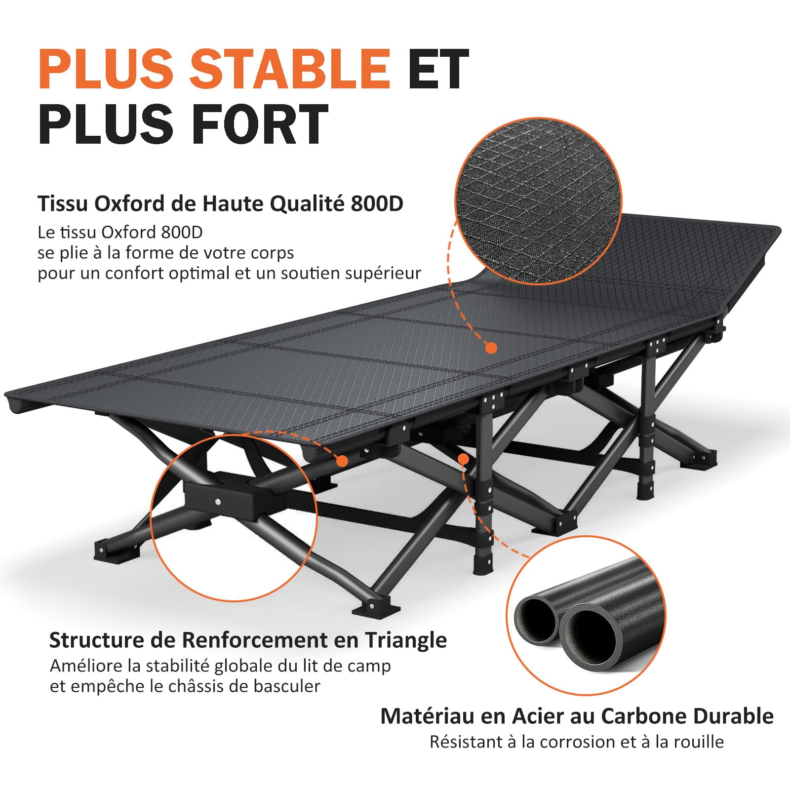 ATORPOK SHOP Lit de Camping Pliable Robuste pour Adultes，lit de Couchage avec capacité de 200 kg pour Bureau/Voyage/extérieur