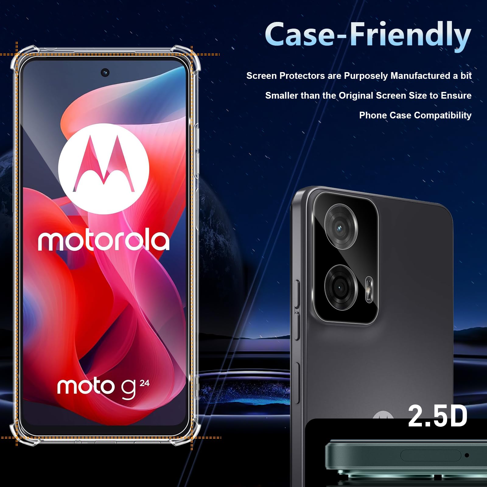 2 Pellicole Vetro Temperato Per Motorola Moto E14/G04/G04S - Protezione 9H, Anti-Graffio, Facile Applicazione