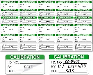 Self Laminating Calibration Labels 2 X 1 Inches - Write-on Calibration Stickers with Cover for for NIST Calibration, ISO-900 Calibration 128 Labels
