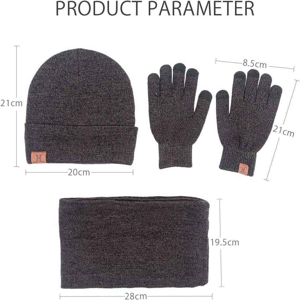 LumiSyne Winter Knitted Beanie Hat Scarf Infinity Touch Screen Gloves Set Men Women Skull Cap Neck Warmer Outdoor Sport