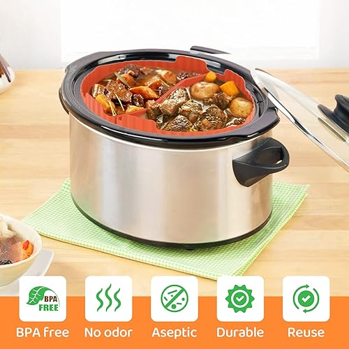 Miniatura 3 de EasyJoy - 4 revestimientos para olla de cocción lenta compatibles con olla de cocción lenta ovalada de 6 cuartos de galón, inserto divisor