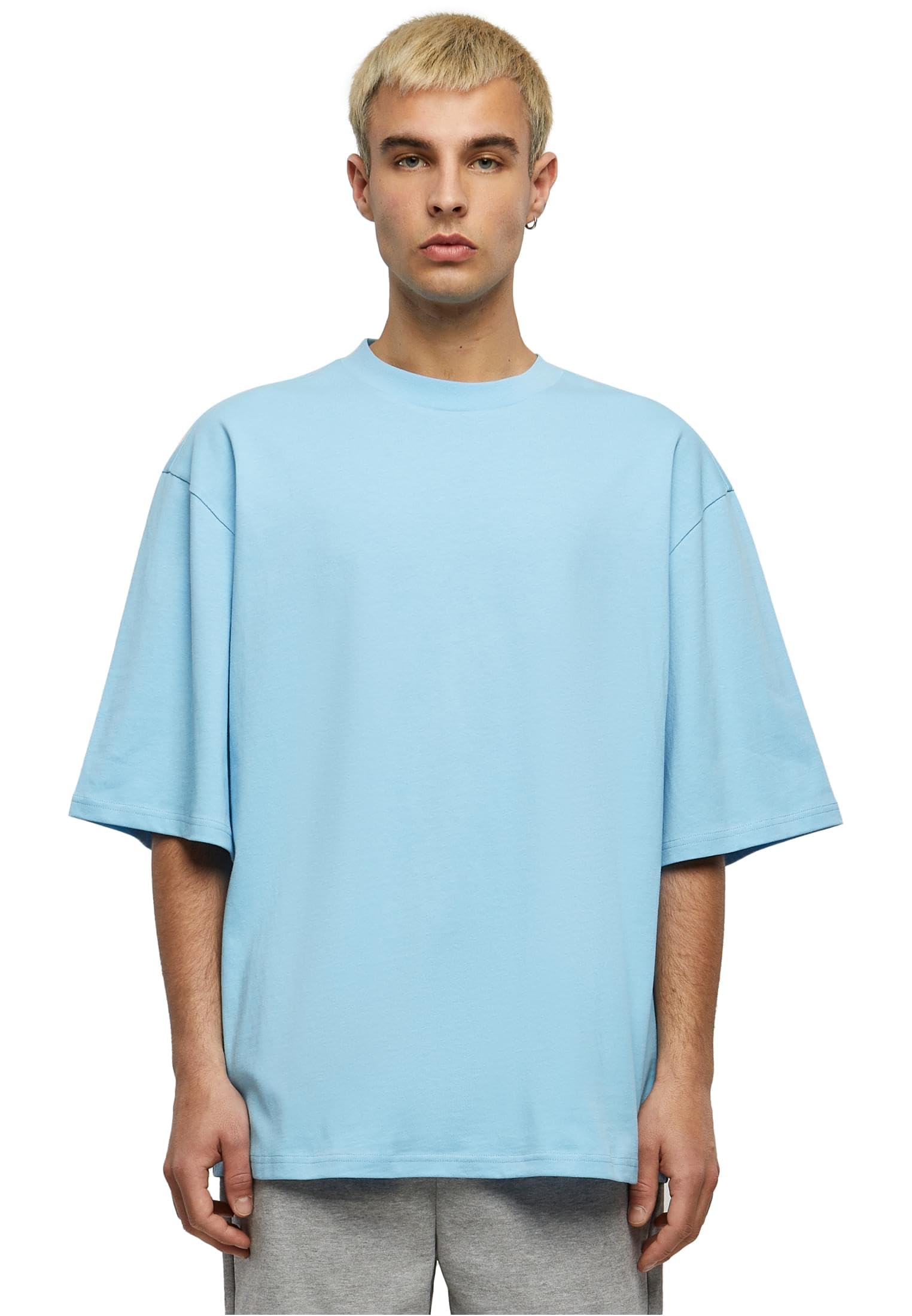 Build your Brand Men's By256-oversized Sleeve Tee T-Shirt, Baltic Blue, S