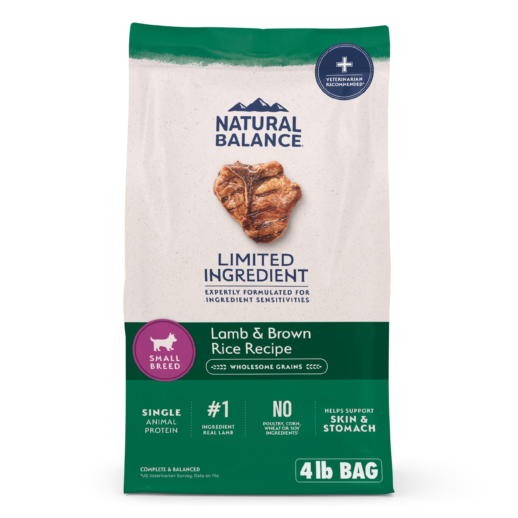 Natural Balance Limited Ingredient Diet Small-Breed Adult Dry Dog Food with Healthy Grains Protein Options Include Chicken or Lamb