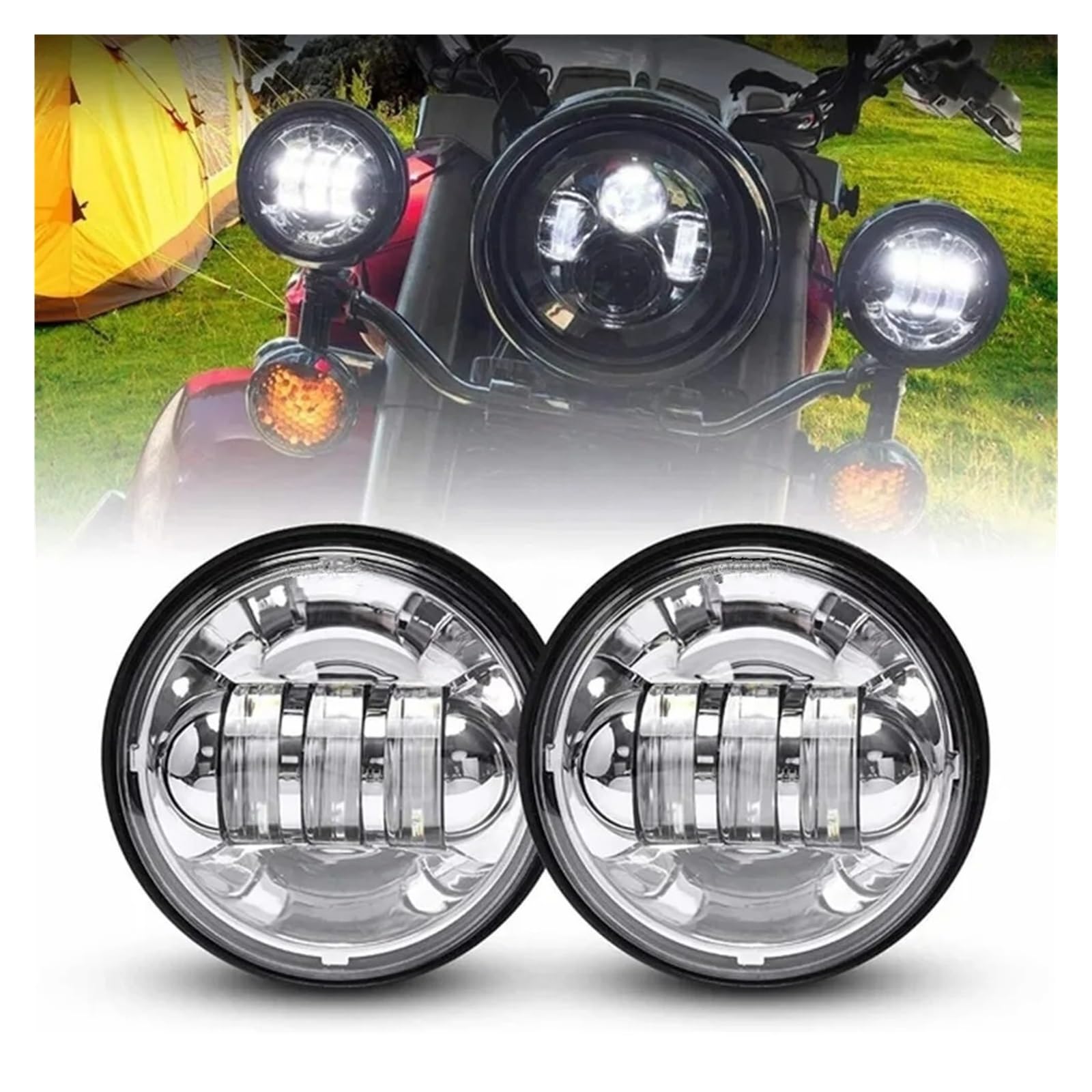 Faretti Moto Faro Per Moto Da 7 Pollici A LED Per Con Lampada Fendinebbia Ausiliaria 4,5 Per Electra Per Glide Touring