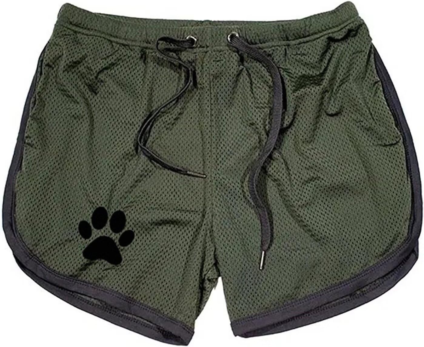 Men's Running Shorts Breathing Athletic Gym Mesh Shorts for Men Breathable Dog Paw Print Gym Workout Shorts: Large Army Green+black