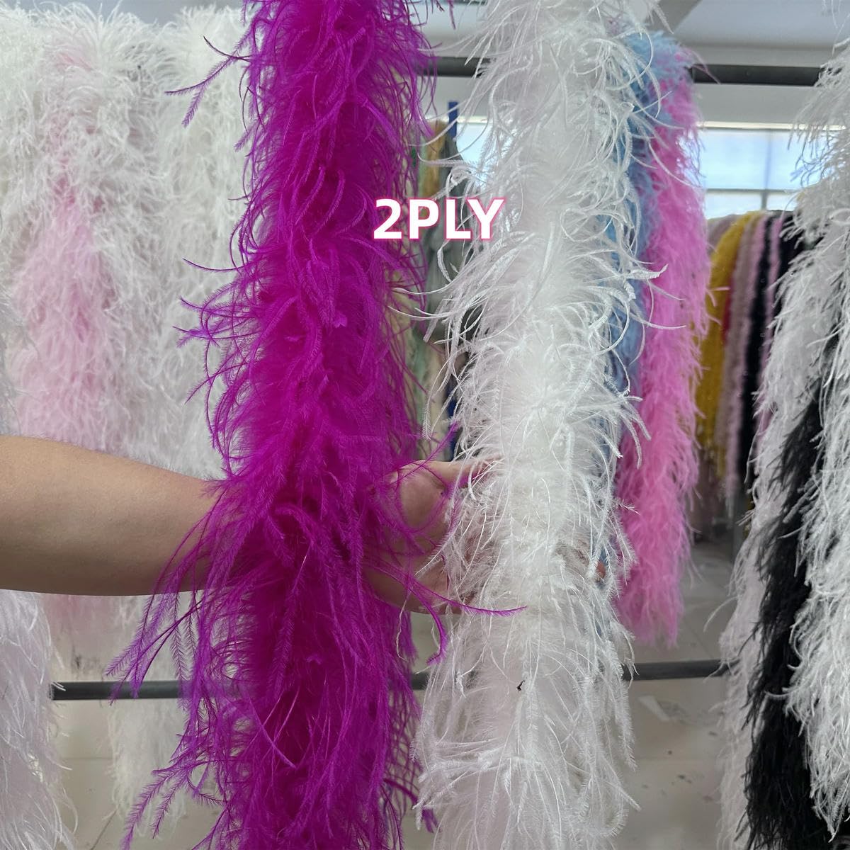 2 6 8 10 15-lagige weiche Boa aus Straußenfedern, weiß, 1 Meter, Schal mit Straußenfedern für Teeparty-Kleidung, Nähen von Damenoberteilen, individuell gestaltet, Pfauenblau, 1 M, 15-lagig