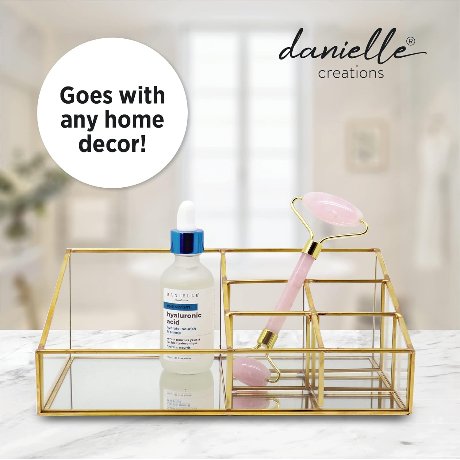 Danielle 6-Part Cosmetic Organizer - Glass & Gold, Clear, (DC-OZ60072) : Everything Else