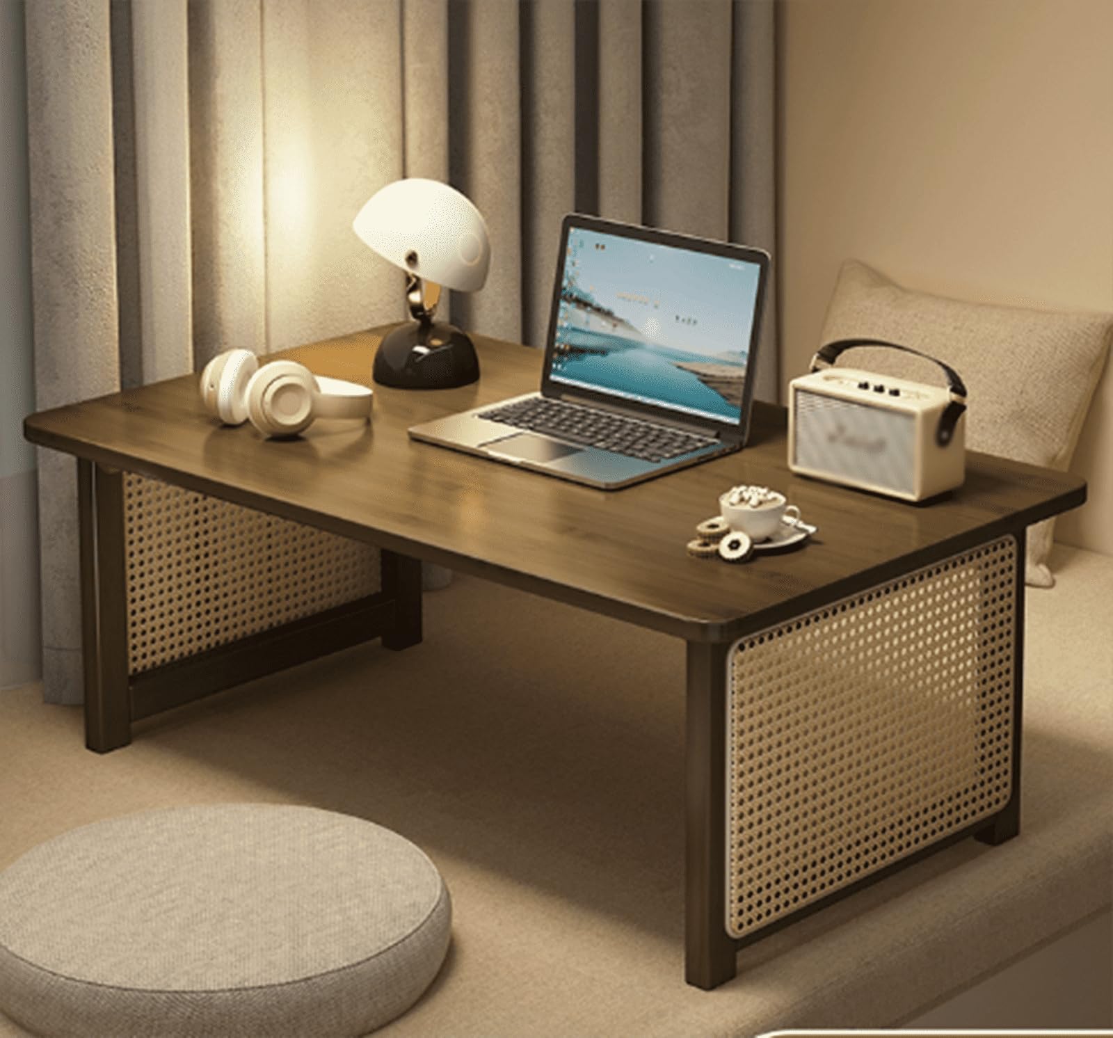 Table basse compacte en bambou pliable pour petits espaces zen