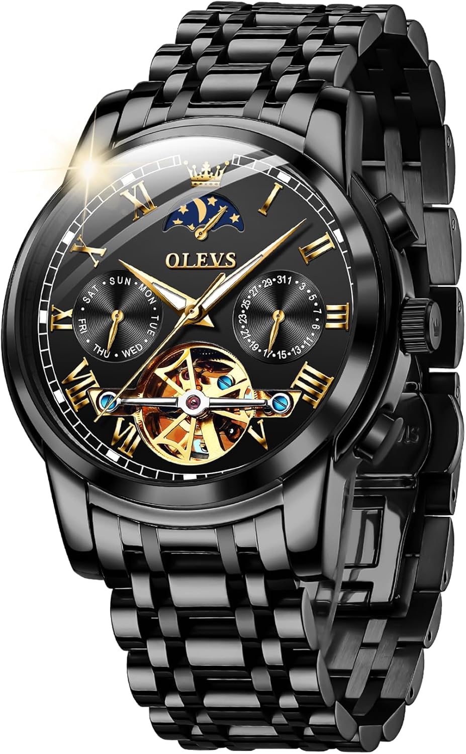 OLEVS Mens Automatic Watches Skeleton Mechanical Self...