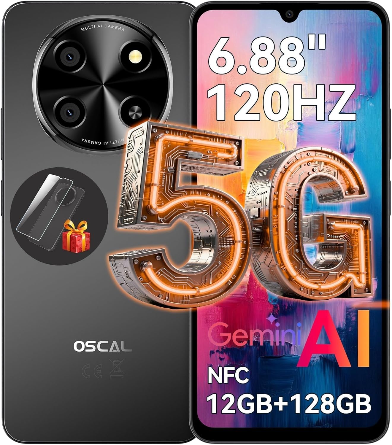 OSCAL Tiger 8 Telephone Portable 5G, 6.88'' HD+ 120Hz, Telephone